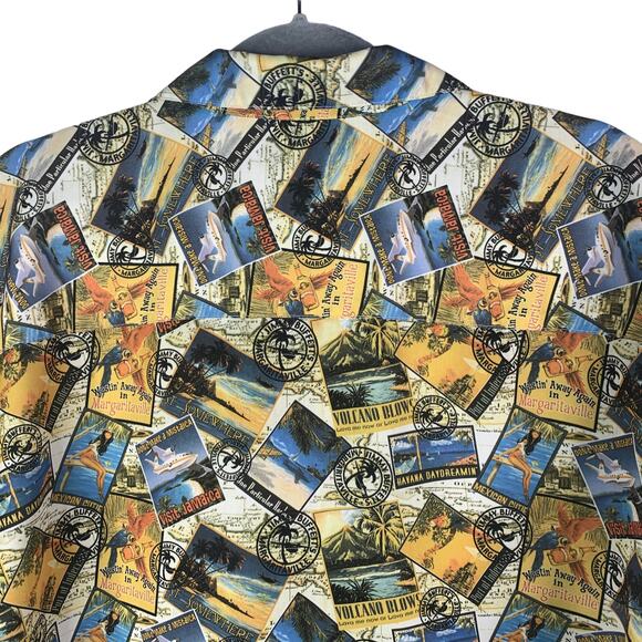 Jimmy Buffett Margaritaville Hawaiian Shirt Mens Size Medium Travel Short Sleeve - Picture 6 of 9